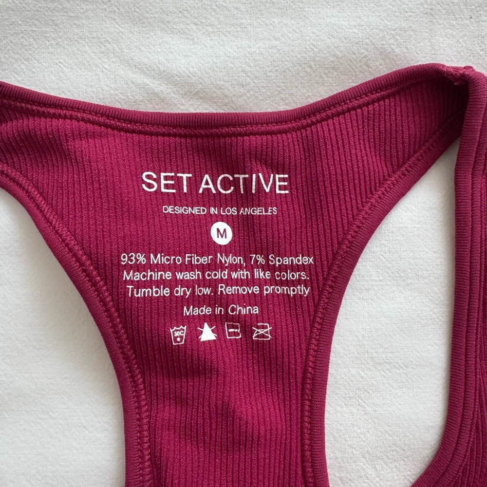 SET Active Deep Red Ribbed Tank - Picture 2 of 3